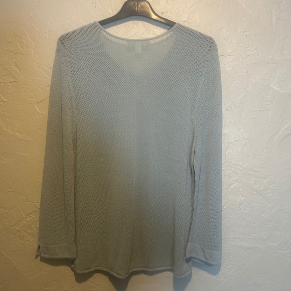 Sigrid Olsen Sweaters - Sigrid Olsen Light Blue Mesh Knit Button Front Cardigan Sweater Women XL